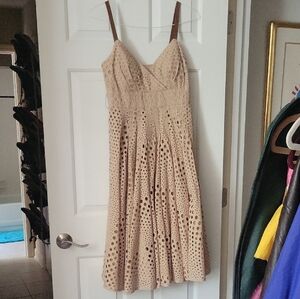 Muse Tan Eyelet Midi Dress